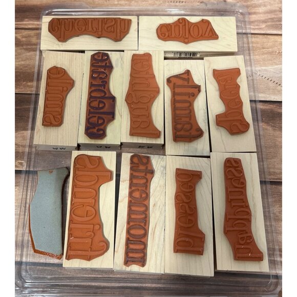 SET OF 12 HERO ARTS MEDIUM / LARGE SENTIMENT STAMPS EXCELLENT SHAPE - Picture 5 of 5